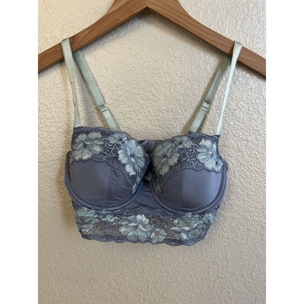 Adore Me Dusty Blue Longline Lacy Bra 34D